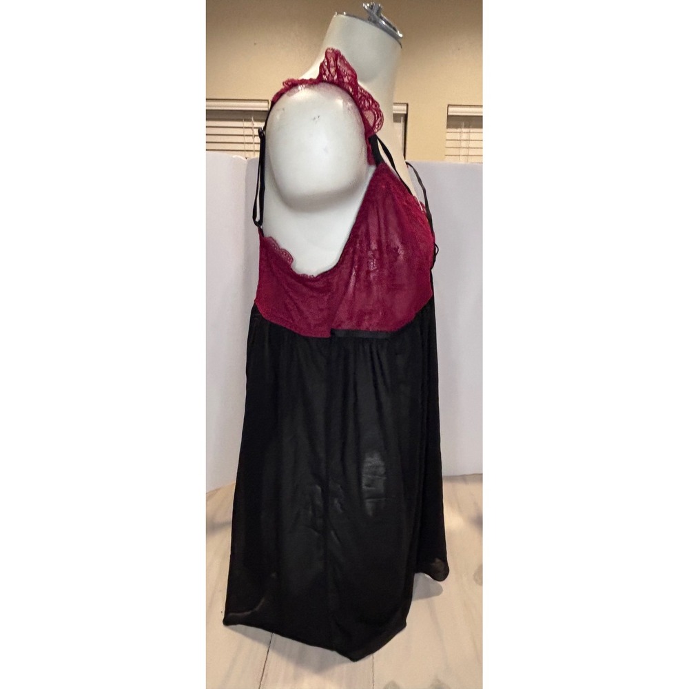 Torrid Curve Black Burgundy Red Lace Strappy Babydoll Lingerie Size 2 NWT - Picture 5 of 11